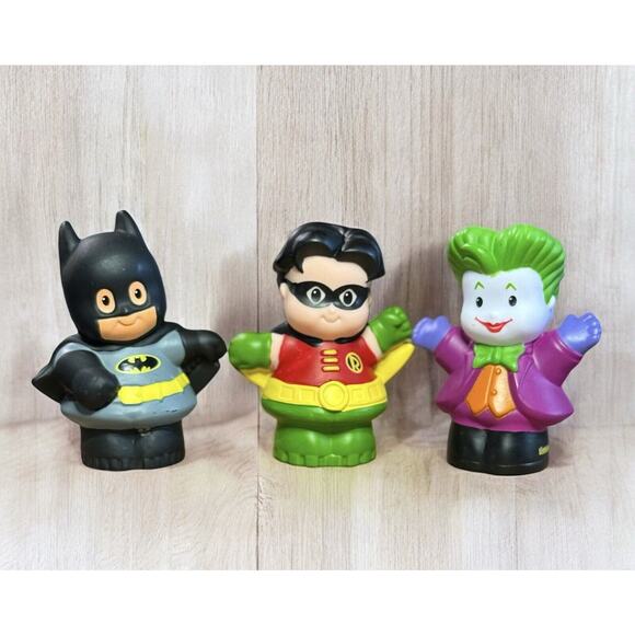 Fisher Price Little People Super Heroes Lot of 3- Batman Robin Joker #1 - Picture 1 of 5